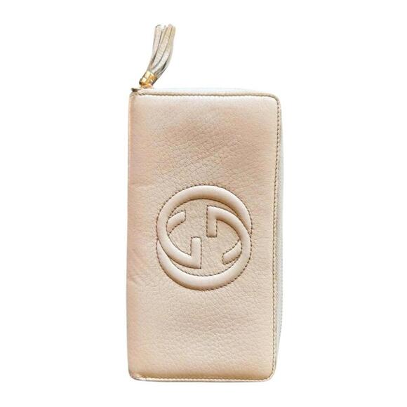 Gucci Ivory Pebbled Long Leather Zip-Around Soho Wallet - Picture 1 of 6